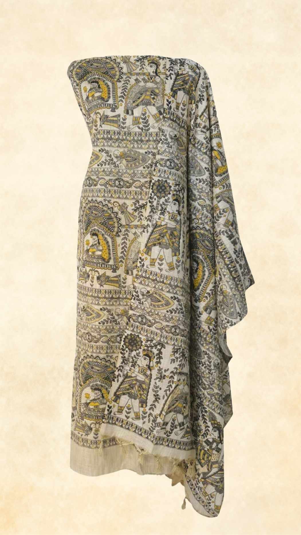 unstitched-madhubani-suits-yellowandblack