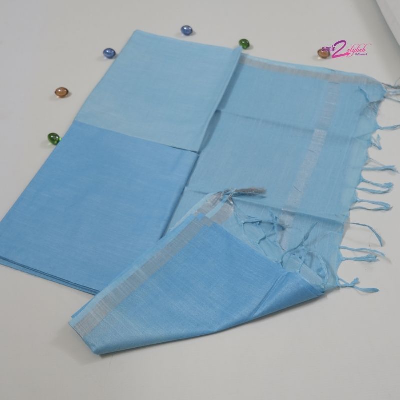 sky-blue-unstitched-handloom-cotton-dress-material-with-cotton-dupatta